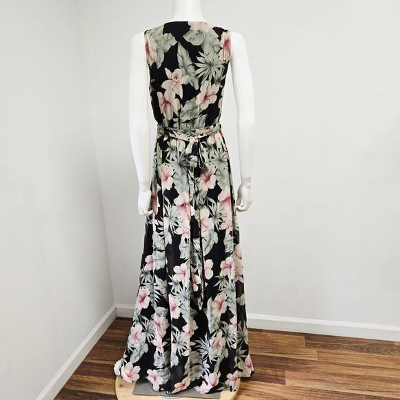 Lulus Maxi Dress Small Womens Love Interest Black Floral Flowy V-Neck Lined NWOT - Picture 3 of 16
